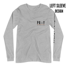 Load image into Gallery viewer, 'PRAY ATTENTION" ™ UNISEX LONG SLEEVE TEE +colors (left sleeve design)